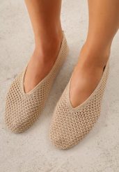 Ciemnobeżowe Balerinki VICES z Plecioną Cholewką Mahala. Brązowe baleriny damskie Renee, bez wzorów, boho, bez obcasa. Za 99.99 zł.