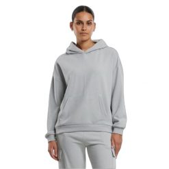 Damska bluza oversize z kapturem Urban Classics Light Terry. Szare bluzy damskie Urban Classics, bez wzorów, z kapturem. Za 175.50 zł.