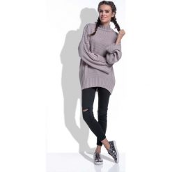 Mocca Oversizowy Półgolf w Prążek z Szerokimi Rękawami. Swetry damskie Molly.pl. Za 139.90 zł.