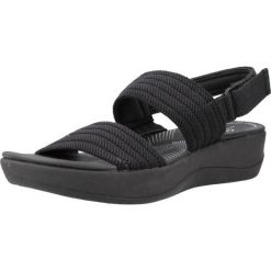 Sandały CLARKS ARLA STROLL Czarny. Czarne sandały damskie Clarks, bez wzorów, z tkaniny, bez obcasa, bez zapięcia. Za 133.99 zł.