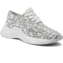 Sneakersy CALVIN KLEIN - Usra E7149 White/Black. Białe półbuty damskie marki Calvin Klein, bez wzorów, z materiału. Za 649.00 zł.