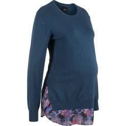 Sweter ciążowy 2 w 1 bonprix ciemnoniebieski. Niebieskie swetry damskie bonprix, bez wzorów, bez kołnierzyka, moda ciążowa, bez ramiączek, bez kaptura. Za 44.99 zł.