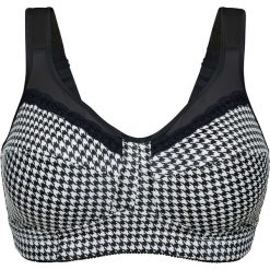 Biustonosz odciążający, bez fiszbinów bonprix czarno-biały z nadrukiem. Biustonosze marki bonprix. Za 44.99 zł.