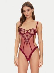Hunkemöller Body Scarlett 301036 Bordowy. Czerwone body damskie Hunkemöller, bez wzorów, z syntetyku. Za 129.99 zł.