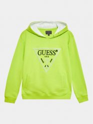 Guess Bluza N3YQ04 KAD73 Zielony Regular Fit. Zielone bluzy dla chłopców Guess, z aplikacjami, z bawełny, bez ramiączek, bez kaptura. Za 129.99 zł.