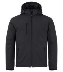 Clique Pikowana kurtka softshell z kapturem – Czarna, prosty krój – Black. Czarne kurtki męskie CLIQUE, m, bez wzorów, z materiału, z kapturem. Za 324.54 zł.