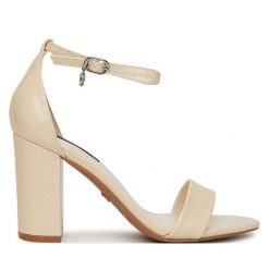 Sandały Nine West. Brązowe sandały damskie Nine West, bez wzorów, bez obcasa, na słupku, bez zapięcia. Za 160.99 zł.