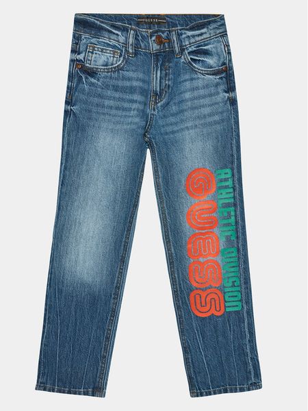 Guess Jeansy L4RA16 D45E0 Niebieski Straight Fit. Niebieskie jeansy dla chłopców Guess, z jeansu. Za 139.99 zł.