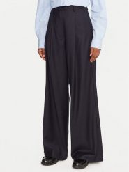 Weekend Max Mara Spodnie materiałowe Globale 2525136162 Granatowy Wide Leg. Niebieskie spodnie materiałowe damskie Weekend Max Mara, bez wzorów, z materiału. Za 1,239.00 zł.