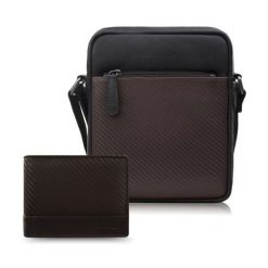 Saszetka męska skórzana AL-19-BR i portfel męski AL-08-BR zestaw prezentowy Paolo Peruzzi ZUP-141-BR. Brązowe portfele męskie bez wzorów, ze skóry. Za 239.00 zł.