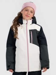 4F Kurtka snowboardowa membrana 10000 dziewczęca - biała 122 (6-7 lat). Białe kurtki i płaszcze dla dziewczynek 4f, na zimę, bez wzorów, z materiału, bez kaptura. Za 449.99 zł.