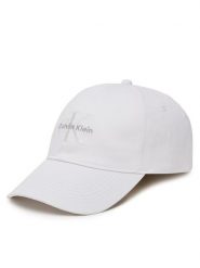 Calvin Klein Jeans Czapka z daszkiem Monologo LV04K5026G Biały. Białe czapki i kapelusze damskie Calvin Klein Jeans, bez wzorów, z bawełny. Za 129.99 zł.