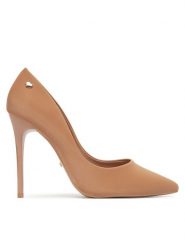 DeeZee Szpilki AB2-4503 Beżowy. Brązowe szpilki damskie DeeZee, bez wzorów, ze skóry, bez obcasa, bez zapięcia. Za 139.99 zł.