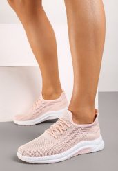 Różowe Buty Sportowe z Siateczki Zdobione Wiązaniem Salmerus. Czerwone obuwie sportowe damskie Born2be, z aplikacjami, z materiału. Za 44.99 zł.