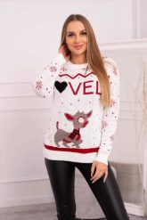 Sweter świąteczny z napisem ecru. Swetry damskie KESI, l, bez wzorów, z wełny, wizytowe, bez kołnierzyka, plus size, bez ramiączek, długie, bez kaptura. Za 125.45 zł.
