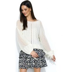 Oversizowy Ecru Sweter z Ażurowym Rękawem. Swetry damskie marki Molly.pl. Za 134.90 zł.