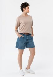 Krótkie szorty jeansowe E-LUMIA. Szorty damskie Volcano, na lato, uniwersalny, bez wzorów, z bawełny, klasyczne, z standardowym stanem. Za 139.99 zł.