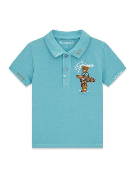 Guess Polo N6GP01 K9WF4 Niebieski Regular Fit. Niebieskie t-shirty dla chłopców Guess, z aplikacjami, z bawełny, bez ramiączek. Za 131.99 zł.