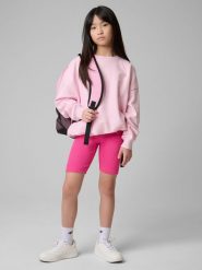 4F Legginsy kolarki prążkowane dziewczęce - różowe 164 (13-14 lat). Czerwone legginsy dla dziewczynek 4f, bez wzorów, z dzianiny. Za 39.99 zł.