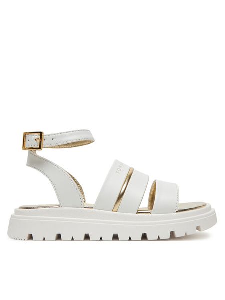Tommy Hilfiger Sandały Sandal T4A2-33798-0371 M Biały. Białe sandały dziewczęce Tommy Hilfiger, ze skóry, bez zapięcia. Za 279.99 zł.