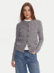 Tommy Hilfiger Kardigan WW0WW47463 Szary Regular Fit. Szare kardigany damskie Tommy Hilfiger, s, bez wzorów, z wełny, bez kołnierzyka, bez ramiączek, bez kaptura. Za 599.99 zł.