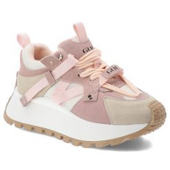 Sneakersy damskie GOE, cholewka ze skóry naturalnej zaokrąglony nosek i masywna podeszwa, różowe, TT2N4022. Czerwone półbuty damskie GOE, bez wzorów, ze skóry, eleganckie, bez obcasa, bez zapięcia. Za 449.00 zł.
