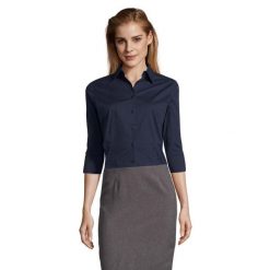 Bluzka Damska Z Elastycznym Rękawem 3/4. Niebieskie bluzki damskie SOL'S, m, bez wzorów, casualowe, bez kołnierzyka, bez ramiączek. Za 142.99 zł.