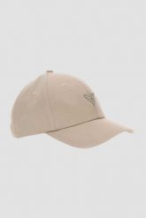 GUESS Beżowa czapka z daszkiem. Brązowe czapki i kapelusze męskie Guess, z aplikacjami. W wyprzedaży za 142.99 zł.