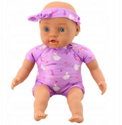 LeanToys Lalka Niemowlę w Fioletowym Body Miękki Brzuszek Opaska Z Kokardką 31 cm. Fioletowe body niemowlęce LEANToys, bez wzorów, bez ramiączek. Za 34.23 zł.