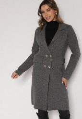 Szary Elegancki Długi Płaszcz Dwurzędowy Oritusa. Szare płaszcze damskie Born2be, uniwersalny, bez wzorów, z jeansu, eleganckie, długie, bez kaptura. Za 129.99 zł.
