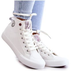 Damskie Wysokie Trampki Cross Jeans JJ2R4056C Białe. Białe trampki i tenisówki damskie bez wzorów, z gumy, klasyczne, bez zapięcia. Za 142.58 zł.