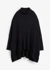 Sweter poncho oversize. Zielone swetry damskie bonprix, bez wzorów, z dzianiny, bez kołnierzyka, bez ramiączek, bez kaptura. Za 179.99 zł.