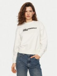 Karl Lagerfeld Jeans Bluza A1W20005 Biały Regular Fit. Białe bluzy damskie Karl Lagerfeld Jeans, s, bez wzorów, z bawełny, bez kaptura. Za 429.99 zł.