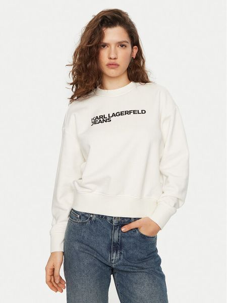 Karl Lagerfeld Jeans Bluza A1W20005 Biały Regular Fit. Białe bluzy damskie Karl Lagerfeld Jeans, s, bez wzorów, z bawełny, bez kaptura. Za 302.99 zł.