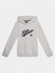 Tommy Hilfiger Bluza Hilfiger Script Hoodie KB0KB08718 Szary Regular Fit. Szare bluzy dla chłopców Tommy Hilfiger, bez wzorów, z bawełny, bez ramiączek, bez kaptura. Za 219.99 zł.