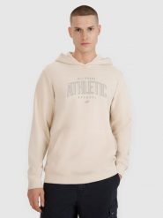 4F Bluza dresowa nierozpinana z kapturem męska - beżowa S. Brązowe bluzy męskie 4f, m, bez wzorów, z bawełny, z kapturem. W wyprzedaży za 99.99 zł.