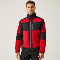 Softshell roboczy hybrydowy unisex E-Volve. Czerwone kurtki męskie Regatta, m, bez wzorów, z puchu, trekkingowe. Za 409.99 zł.