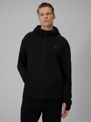 4F Bluza dresowa regular z kapturem męska - czarna M. Czarne bluzy męskie 4f, m, bez wzorów, z dresówki, z kapturem. Za 199.99 zł.