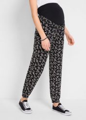 Spodnie ciążowe Loose Fit. Czarne spodnie materiałowe damskie bonprix, bez wzorów. Za 147.99 zł.