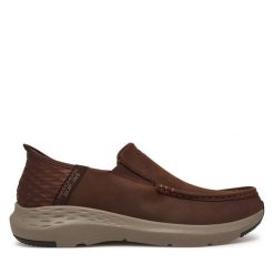 Półbuty Skechers. Brązowe półbuty na co dzień męskie Skechers, bez zapięcia. Za 299.99 zł.