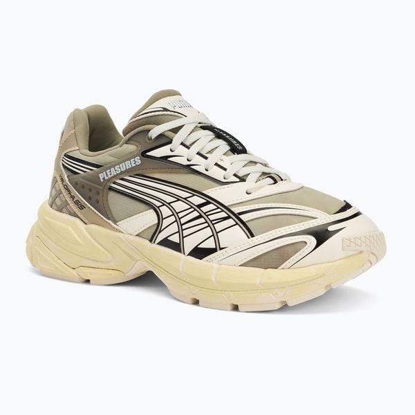 Buty PUMA X Pleasures Velophasis Overdyed. Brązowe obuwie sportowe damskie Puma, bez wzorów, z gumy, trekkingowe. Za 349.99 zł.