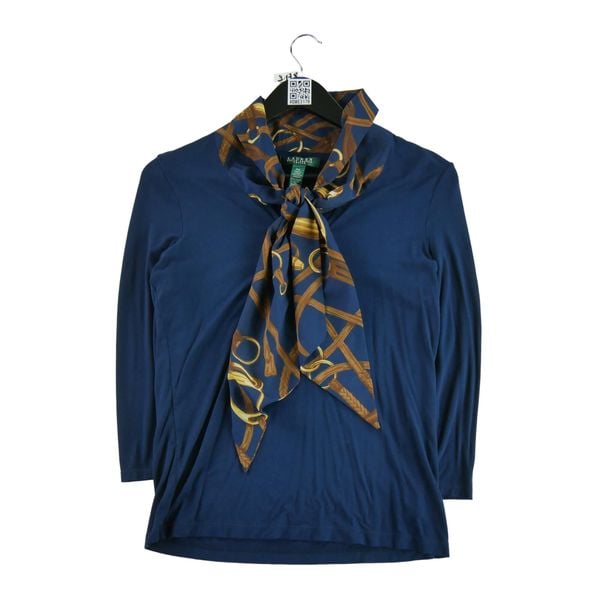 Damski sweter w kolorze granatowym. Niebieskie swetry damskie Ralph Lauren, l, bez wzorów, eleganckie, bez kołnierzyka, bez ramiączek, bez kaptura. Za 85.16 zł.