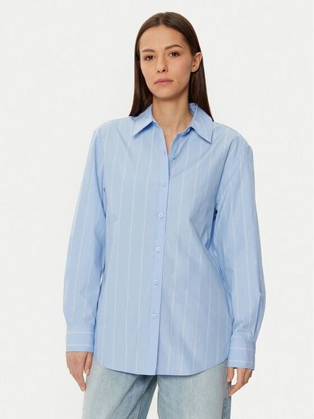 Calvin Klein Koszula K20K207670 Błękitny Regular Fit. Niebieskie bluzki damskie Calvin Klein, bez wzorów, z bawełny, bez kołnierzyka, bez ramiączek. Za 299.99 zł.