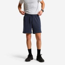 Spodenki sportowe męskie Domyos. Niebieskie krótkie spodenki sportowe męskie DOMYOS, l, bez wzorów, z materiału, na fitness i siłownię. Za 34.99 zł.
