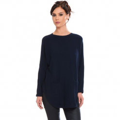 Sweter "Fiona" w kolorze granatowym. Niebieskie swetry damskie Cosy Winter, ze splotem, z okrągłym kołnierzem. W wyprzedaży za 181.95 zł.