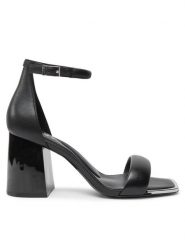 DKNY Sandały Scarla K3407532 Czarny. Czarne klapki damskie DKNY, bez wzorów, ze skóry, bez obcasa, na słupku, bez zapięcia. Za 449.99 zł.