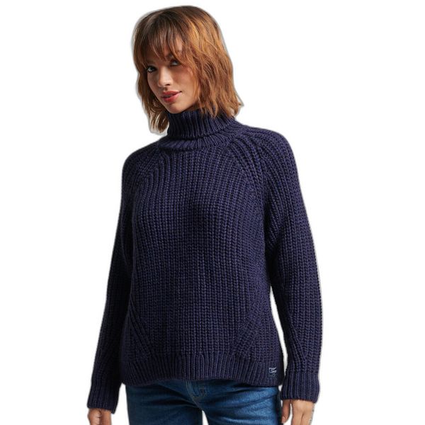 Damski sweter z golfem Superdry. Niebieskie swetry damskie Superdry., l, bez wzorów, z dzianiny, bez kołnierzyka, bez ramiączek, bez kaptura. Za 323.50 zł.