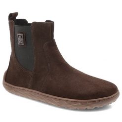 Czekoladowe Botki Armodo Wygodne Buty Damskie Barefoot. Brązowe kozaki damskie Armodo, z weluru, bez obcasa. Za 314.99 zł.