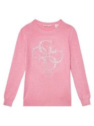 Guess Sweter J5YR01 Z3FP0 Różowy Regular Fit. Czerwone swetry dla dziewczynek Guess, z aplikacjami, z wiskozy, bez kołnierzyka, bez ramiączek, bez kaptura. Za 149.99 zł.