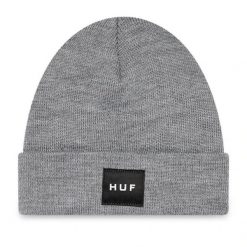 Czapka zimowa męska HUF Essential Box Logo Beanie. Szare czapki i kapelusze męskie HUF, na zimę, bez wzorów, sportowe. W wyprzedaży za 67.00 zł.